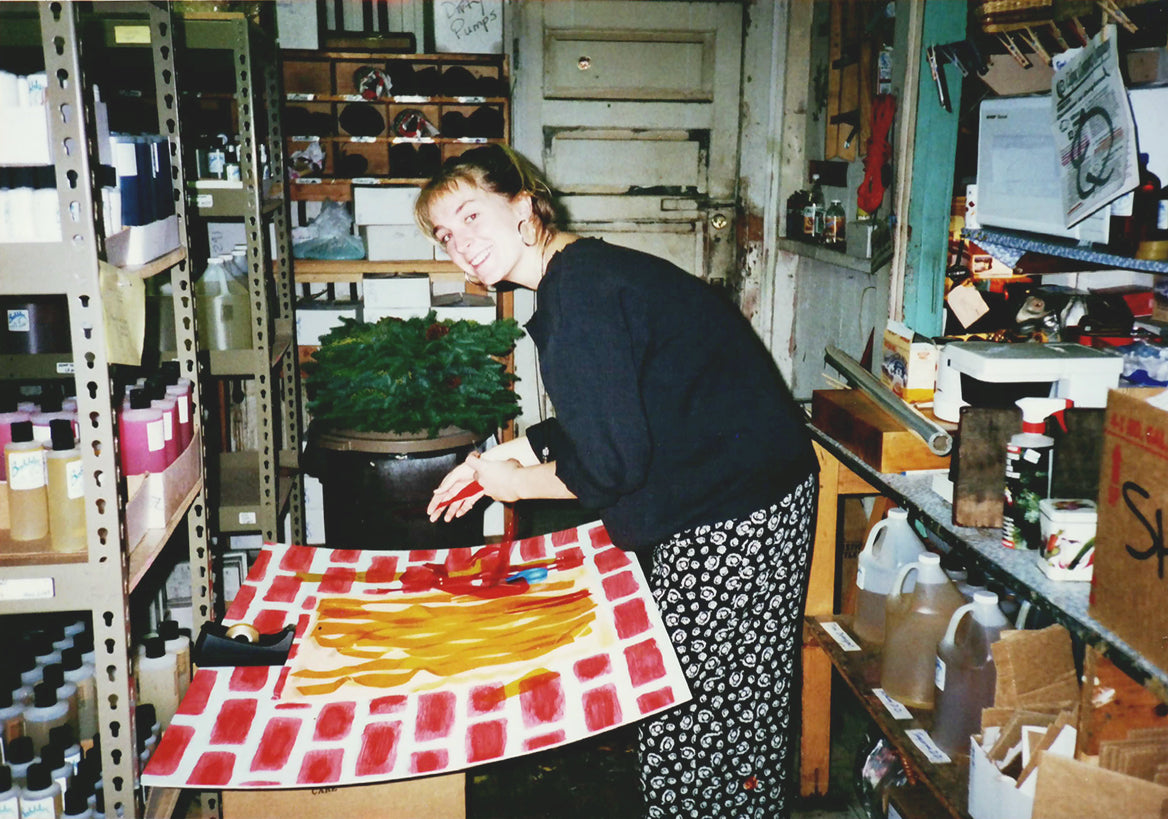 Working on shop decorations in the back room – Bubbles
